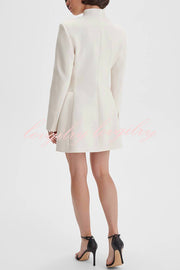 Kayleen Stand V-neck Decorative Metal Button Long Sleeve Pocket Blazer Mini Dress