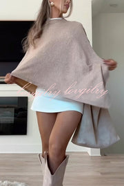 Women Cashmere Knit Shrug Bolero Side Button Detail Lightweight Shawl  Poncho