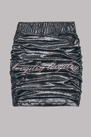 The Perfect Match Glitter Fabric Ruched Elastic Waist Mini Skirt