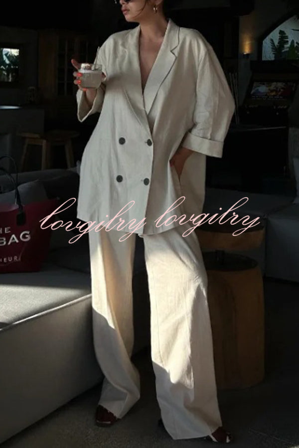 Fashionable Wrinkled Lapel Long-sleeved Loose Blazer