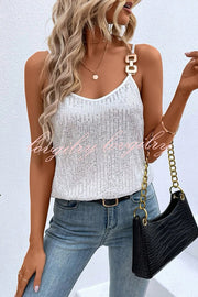 Dreamy and Dazzling Solid Sequin Buckle Cami Top