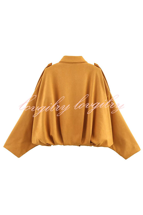 Fashion Lapel Long-sleeved Casual Bomber Jacket