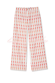 Good Luck Linen Blend Koi Pattern High Rise Elastic Waist Loose Pants