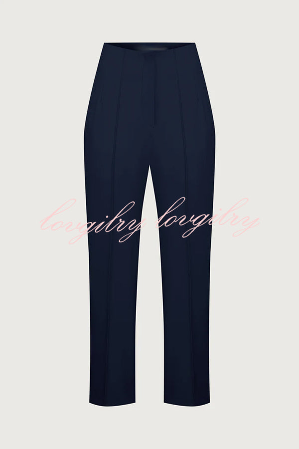 Exquisite and Fashionable High Waist Pocketed Straight Leg Pencil Pants