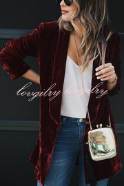 Smiling Days Velvet Lapel Long Sleeve Relaxed or Party Blazer