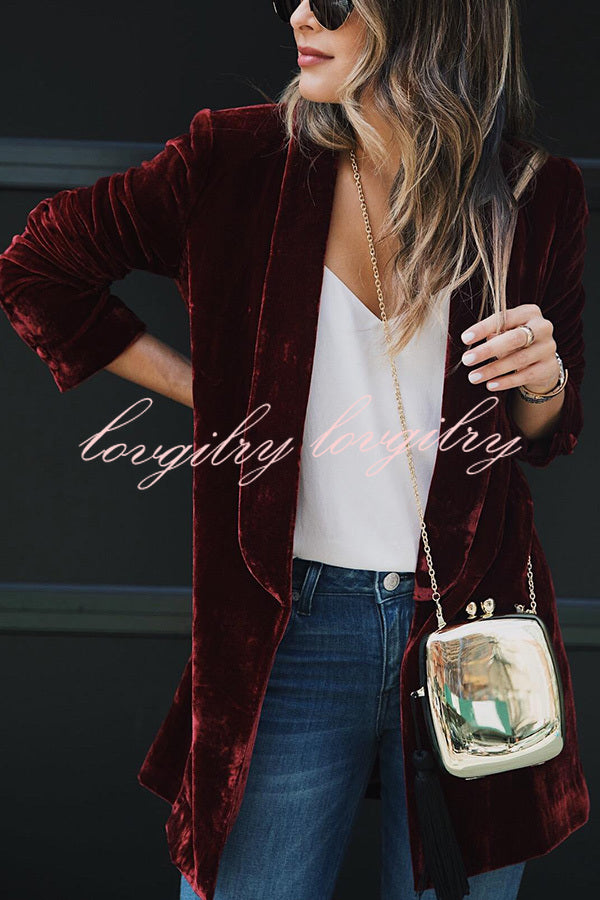 Smiling Days Velvet Lapel Long Sleeve Relaxed or Party Blazer