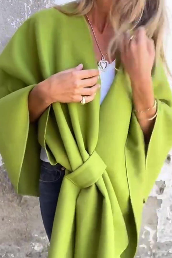 Solid Color Loose V-neck Shawl Cape Jacket