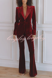 Delicate Daze Velvet High Rise Elastic Waist Flare Pants