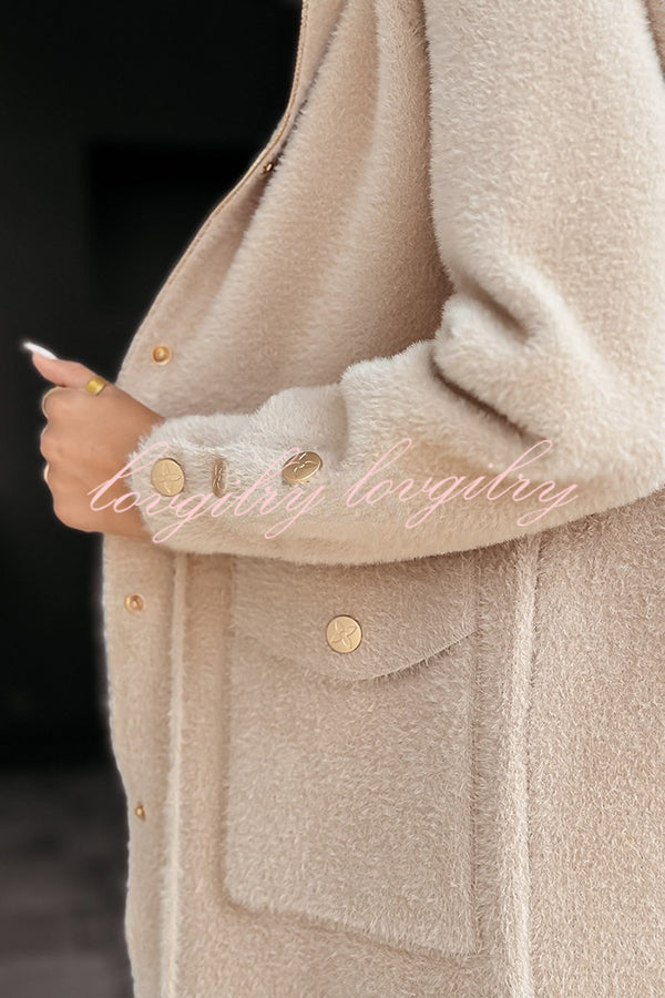 Fashion Drawstring Waistband Hooded Zipper Pocket Loose Coat