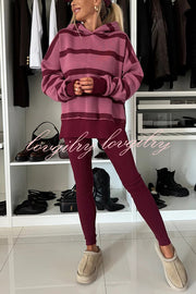 Fashion Loose Casual Hooded Long Sleeve Sweatshirt and Elastic Waist Leggings Set