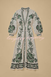 Forest Soul Unique Print Button Down Long Sleeve Shirt Maxi Dress