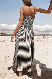 Mariela Stripe Smocked Bust Pocketed Slip Loose Maxi Dress