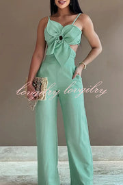 Three-dimensional Flower Accessories Hollow Pocket Jumpsuit