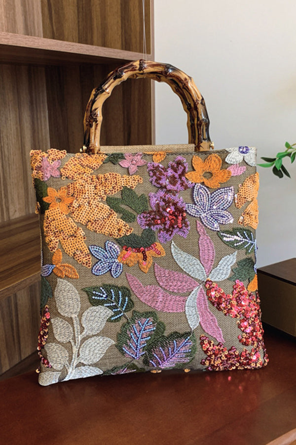 Colorful Sequin Vintage Embroidery Tote Bag