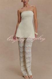 Anette Bandage Knit Strapless Stretch A-line Midi Top