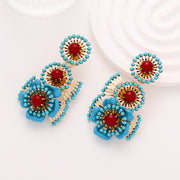 Bohemian Retro Ethnic Style Turquoise Flower Earrings