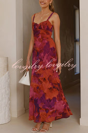 Fashion Tie-dye Backless Suspender Holiday Maxi Dress