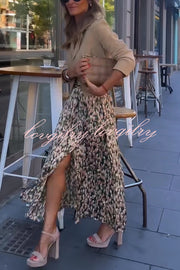 Unique Print High-Waisted Casual Slit Maxi Skirt