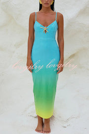 Sirene Sequin Gradient Starfish Brooch Cutout Slit Stretch Maxi Dress