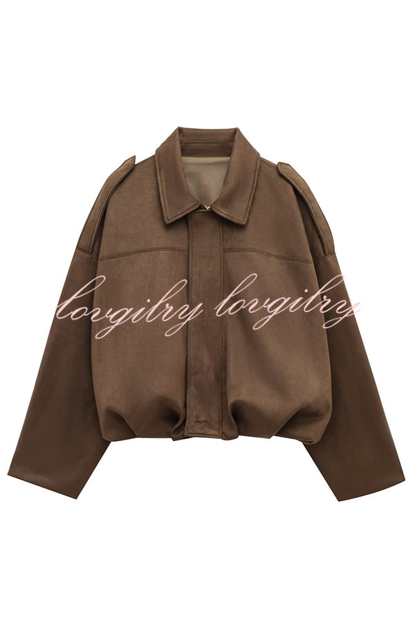 Fashion Lapel Long-sleeved Casual Bomber Jacket