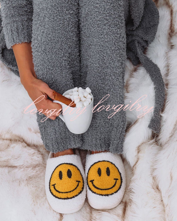 Smiley plush slippers