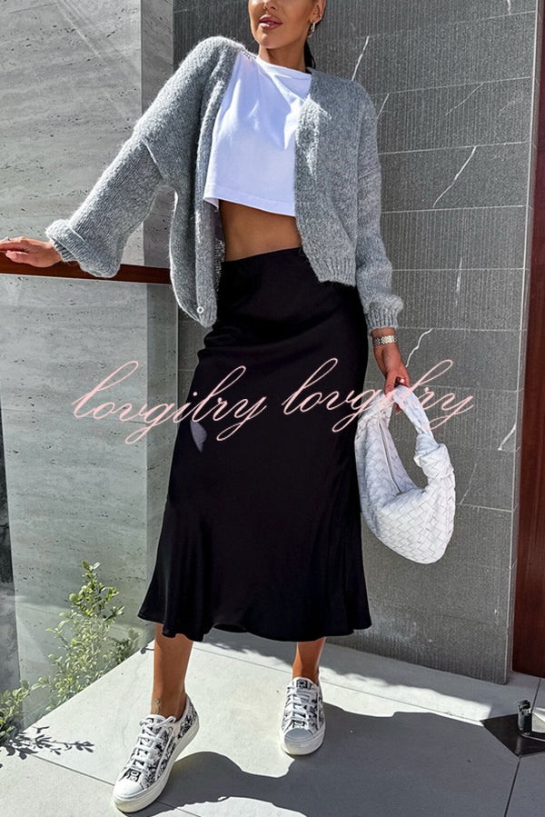 Solid Color Casual Long Sleeve Knitted Cardigan