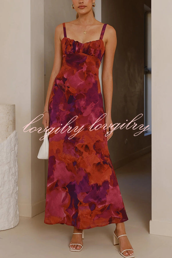 Fashion Tie-dye Backless Suspender Holiday Maxi Dress