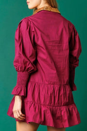 Nutcracker Sequined Button Down Long Sleeve Mini Dress