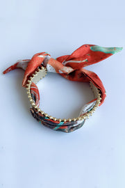 Matte Open Bracelet with Vintage Scarf