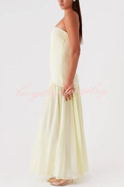 Eden Patchwork Semi-sheer Chiffon Strapless Maxi Dress