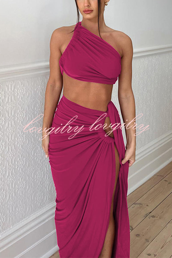 Sexy Backless Bandeau Top and Slim Slit Skirt Set