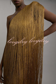 Fashion One-shoulder Slim-fit Elegant Tassel Mini Dress