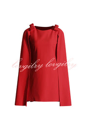 Dear Me Bow Detail Cape Pocket H-line Mini Dress