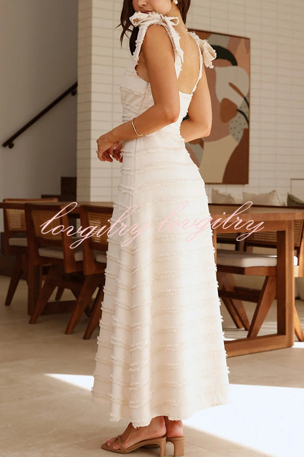 Solid Color V-neck Elegant Sling Lace Up Vacation Maxi Dress