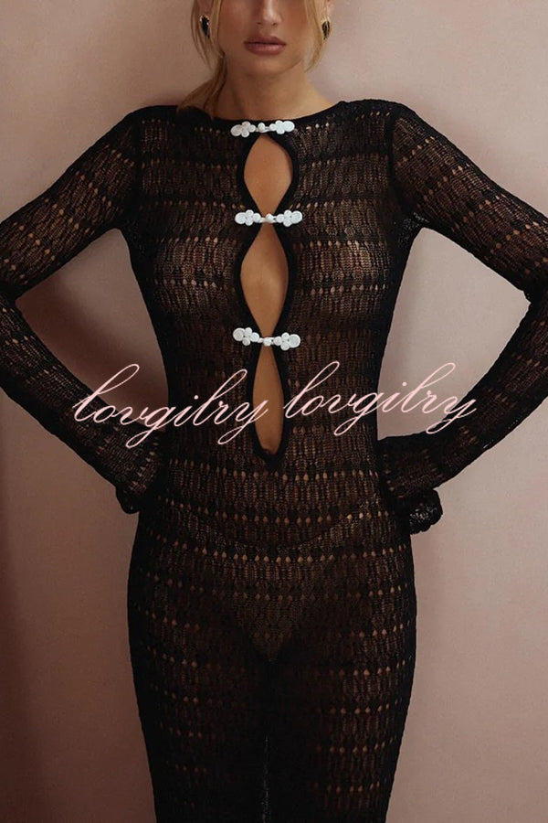 Sexy Backless Long-sleeved Knitted Slim-fit Maxi Dress