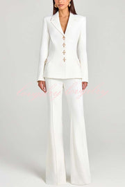 Women Power High Rise Side Zipper Flare Slim Fit Pants