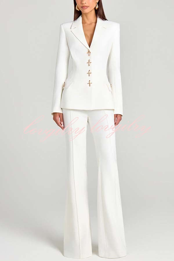 Women Power High Rise Side Zipper Flare Slim Fit Pants