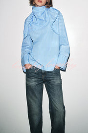 Meliora Striped Multi Position Scarf Long Sleeve H-line Shirt