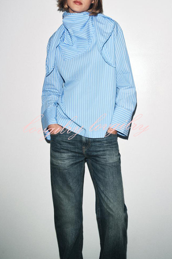 Meliora Striped Multi Position Scarf Long Sleeve H-line Shirt