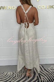 Solid Color V-neck Sleeveless Sexy Backless Irregular Maxi Dress