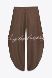 Fashion Slim-fit One-shoulder Stretch Bodysuit and Casual Side-slit Pants Set