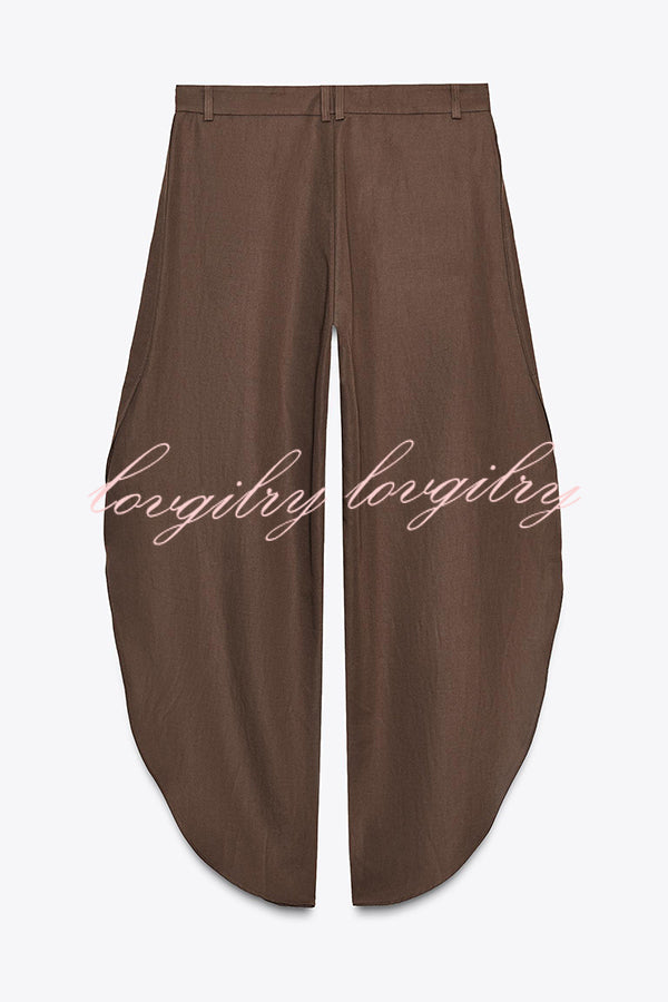 Fashion Slim-fit One-shoulder Stretch Bodysuit and Casual Side-slit Pants Set