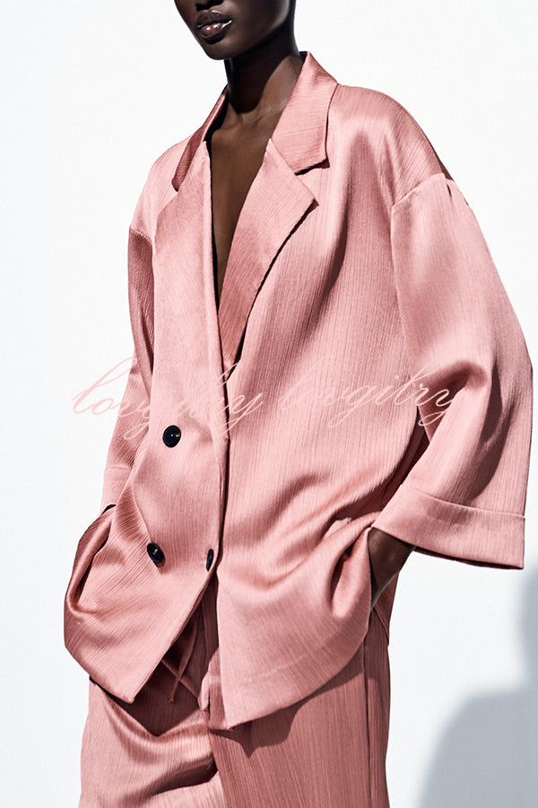Fashionable Wrinkled Lapel Long-sleeved Loose Blazer