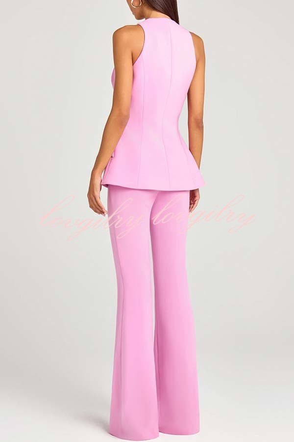 Women Power High Rise Side Zipper Flare Slim Fit Pants
