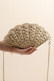 Fairy Shell Hollowed-Out Crossbody Straw Bag