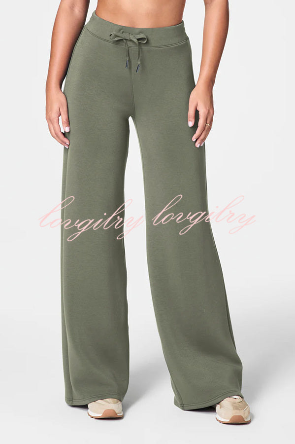 Airy Sleek Half Zip Jacket and High Rise Elastic Waist Wide Leg Sweatpants Set