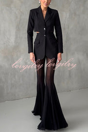 Deep Chic Mesh High Rise Elastic Waist Fishtail Stretch Pants