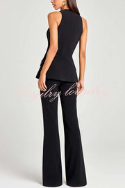 Women Power High Rise Side Zipper Flare Slim Fit Pants