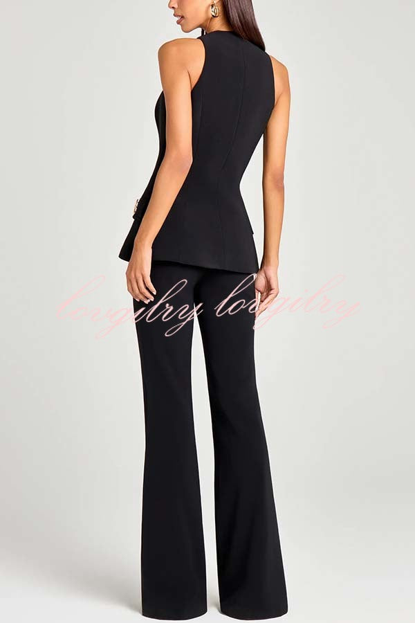 Women Power High Rise Side Zipper Flare Slim Fit Pants