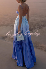 Ocean Breeze Gradient Cutout Waist Maxi Dress